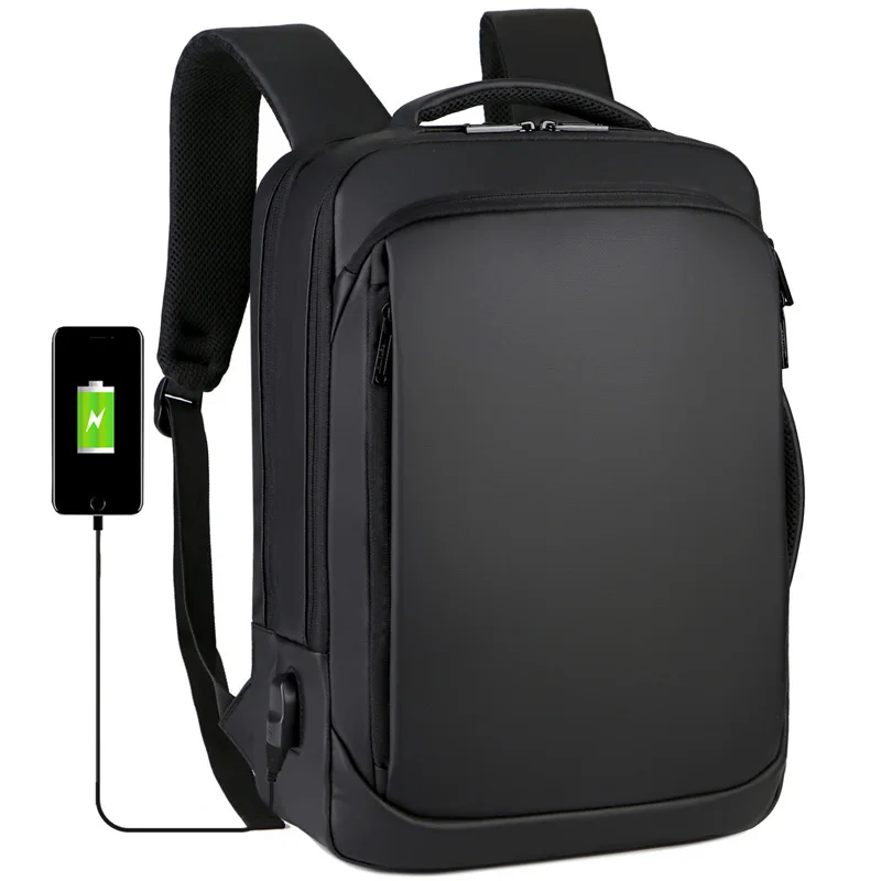 

New design style Multi-functional 15.6 Inch usb college black back pack travel Laptop backpack Bags for men, Black, gray
