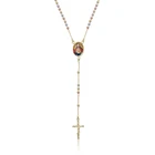 45175 Xuping fashion jewelry multicolor cross rosary style bead men picture long pendant necklace