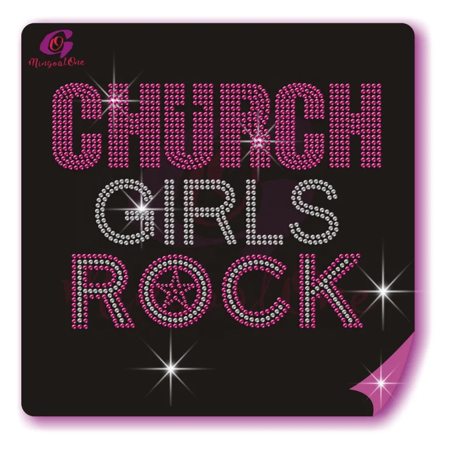 Wholesale custom iron on transfer Chursh Girls rock Rhinestone transfer motif and rhinestone transfer for T shirt, Select from color chart
Wholesale custom iron on transfer Chursh Girls rock Rhinestone transfer motif and rhinestone transfer for T shirt, Select from color chart