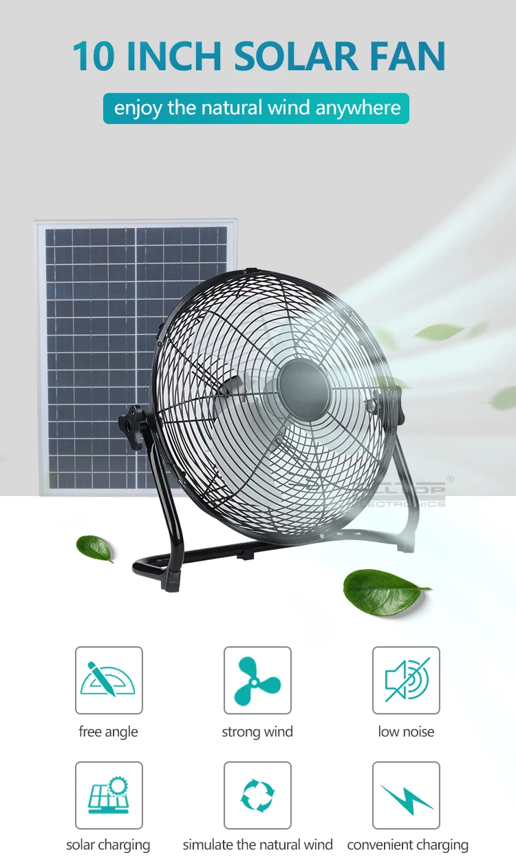 ALLTOP Energy saving 10 Inch 24w solar panel Indoor Outdoor rechargeable solar fan