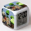 Wholesale Plants vs Zombies Clock Table Digital Colors Changing Thermometer Night Glowing Cube LCD Clock