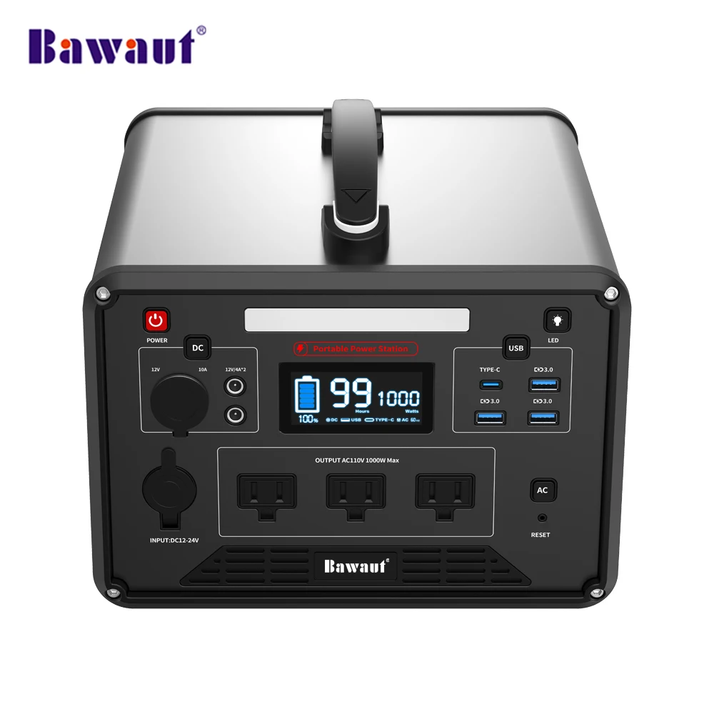 

Portable power station 1000W 1000Wh with 110V Solar Power Lithium Battery AC DC Inverter, Black or customized