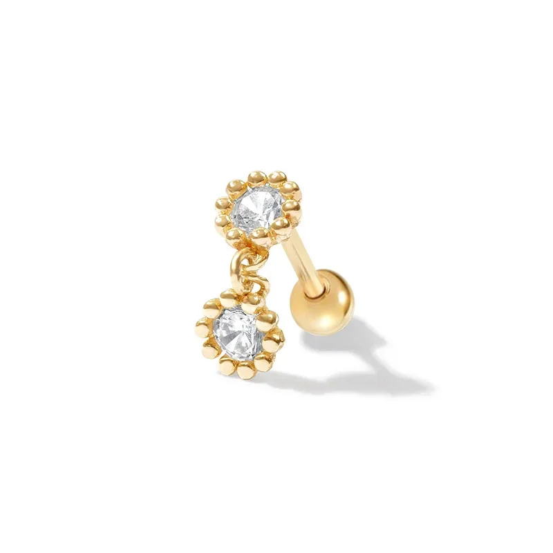Single Gold Plated 2 Zirconia Stone Dainty 925 Sterling Silver Stud Earring Fashion jewelry Wholesale
Single Gold Plated 2 Zirconia Stone Dainty 925 Sterling Silver Stud Earring Fashion jewelry Wholesale