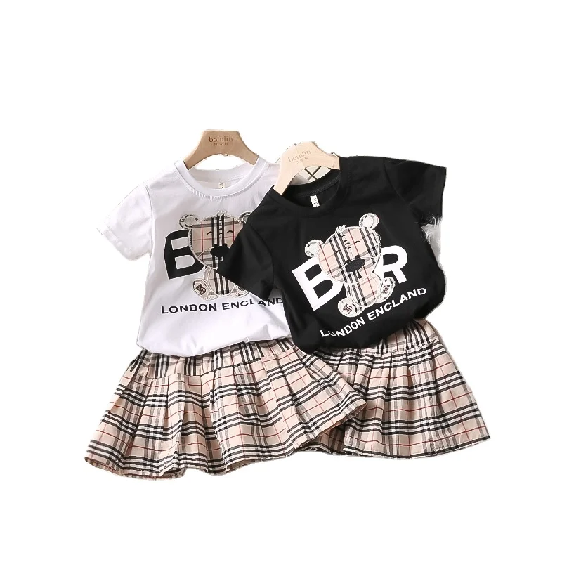 IHJ3105 kids clothing summer new little girls' short-sleeved T-shirt + plaid skirts sets
IHJ3105 kids clothing summer new little girls' short-sleeved T-shirt + plaid skirts sets