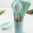 Kitchen Utensils Set 13Pcs Silicone Non-stick Large Barreled Cooking Utensils Set Wooden Handle Kitchenware Set GREEN