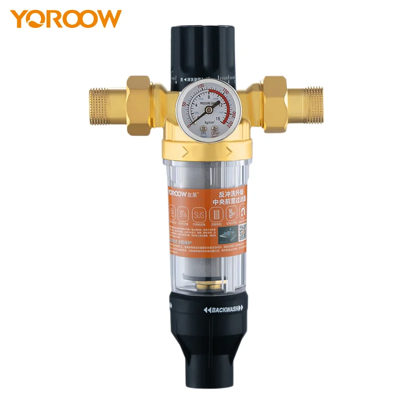 

YOROOW Water Filters Household Pre-Filtration Tap Water Pre-filter Backwash Remove Rust Contaminant Sediment Pipe for Bathroom, White