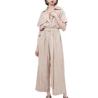 OEM Summer Fashion Women Turn Down Collar Jumpsuit Women Casual Long Romper