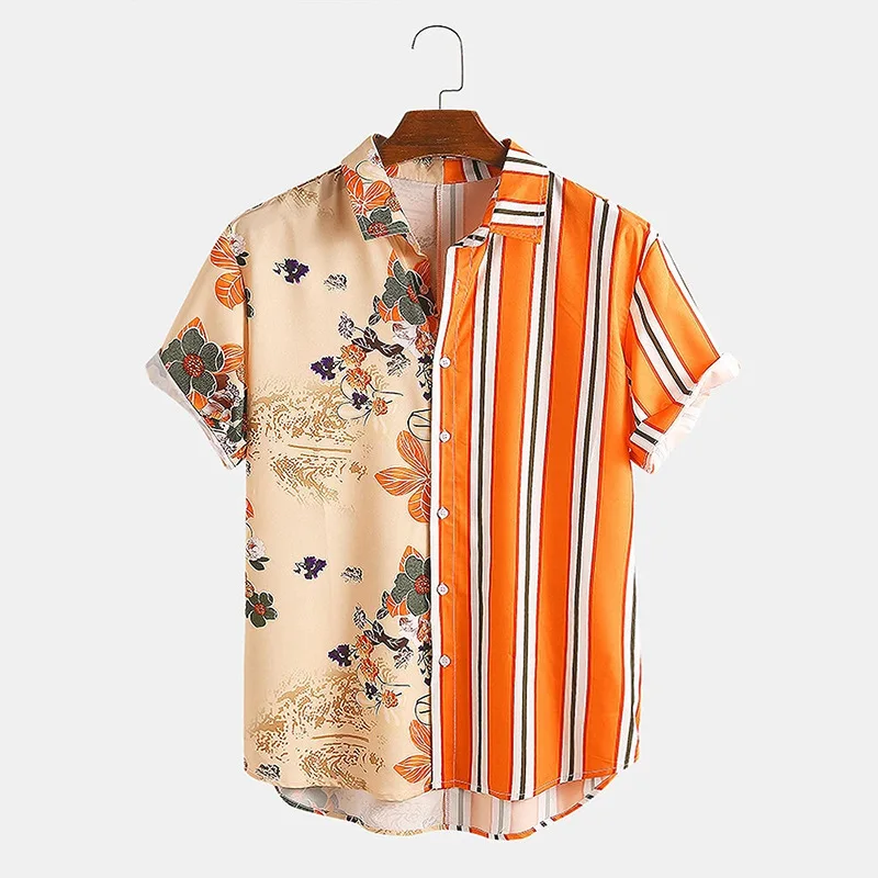 IHJ3747 Amazon new summer men's striped color block short-sleeved plus size shirts
IHJ3747 Amazon new summer men's striped color block short-sleeved plus size shirts