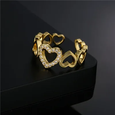 Wish Hot Sale Geometric Crystal Heart Finger Rings Real Gold Plated CZ Love Heart Open Rings For Women
Wish Hot Sale Geometric Crystal Heart Finger Rings Real Gold Plated CZ Love Heart Open Rings For Women