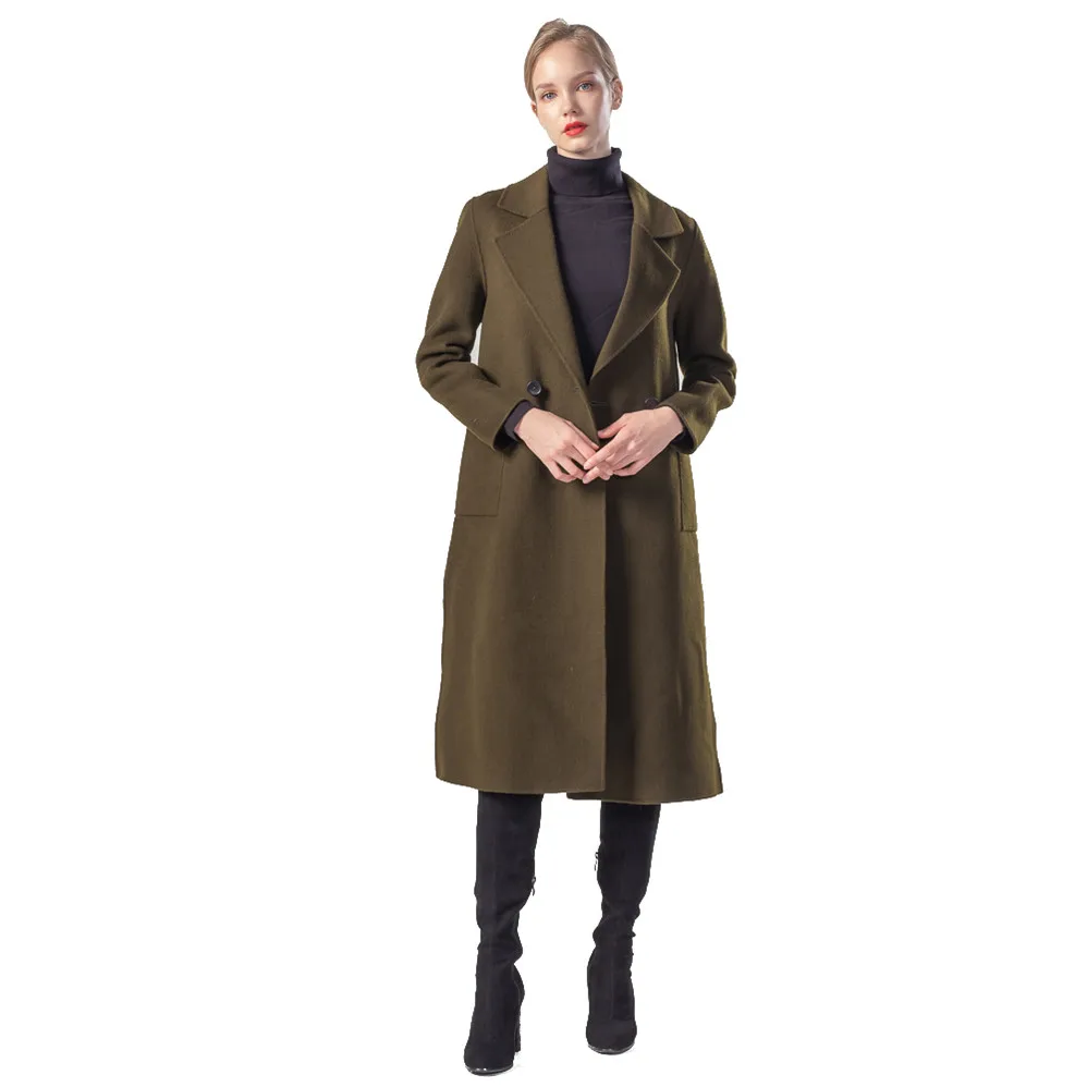 Autumn winter women's outwear coat long woole coat solid color classic fashion elegant winter coats for lady, Green
Autumn winter women's outwear coat long woole coat solid color classic fashion elegant winter coats for lady, Green