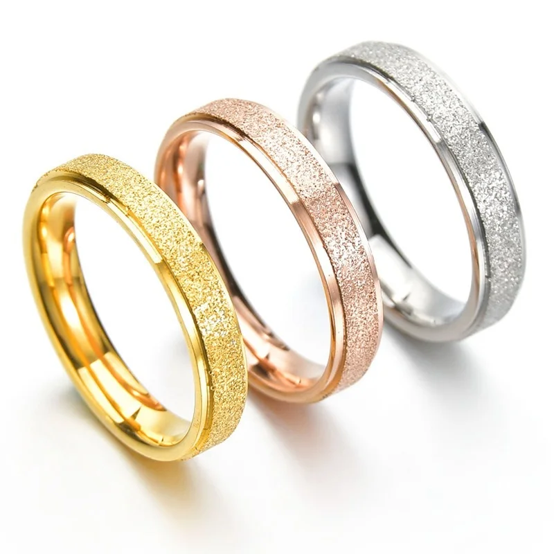Popular fashion versatile 18K Gold 4 mm stainless steel double slice frosted couple ring
Popular fashion versatile 18K Gold 4 mm stainless steel double slice frosted couple ring