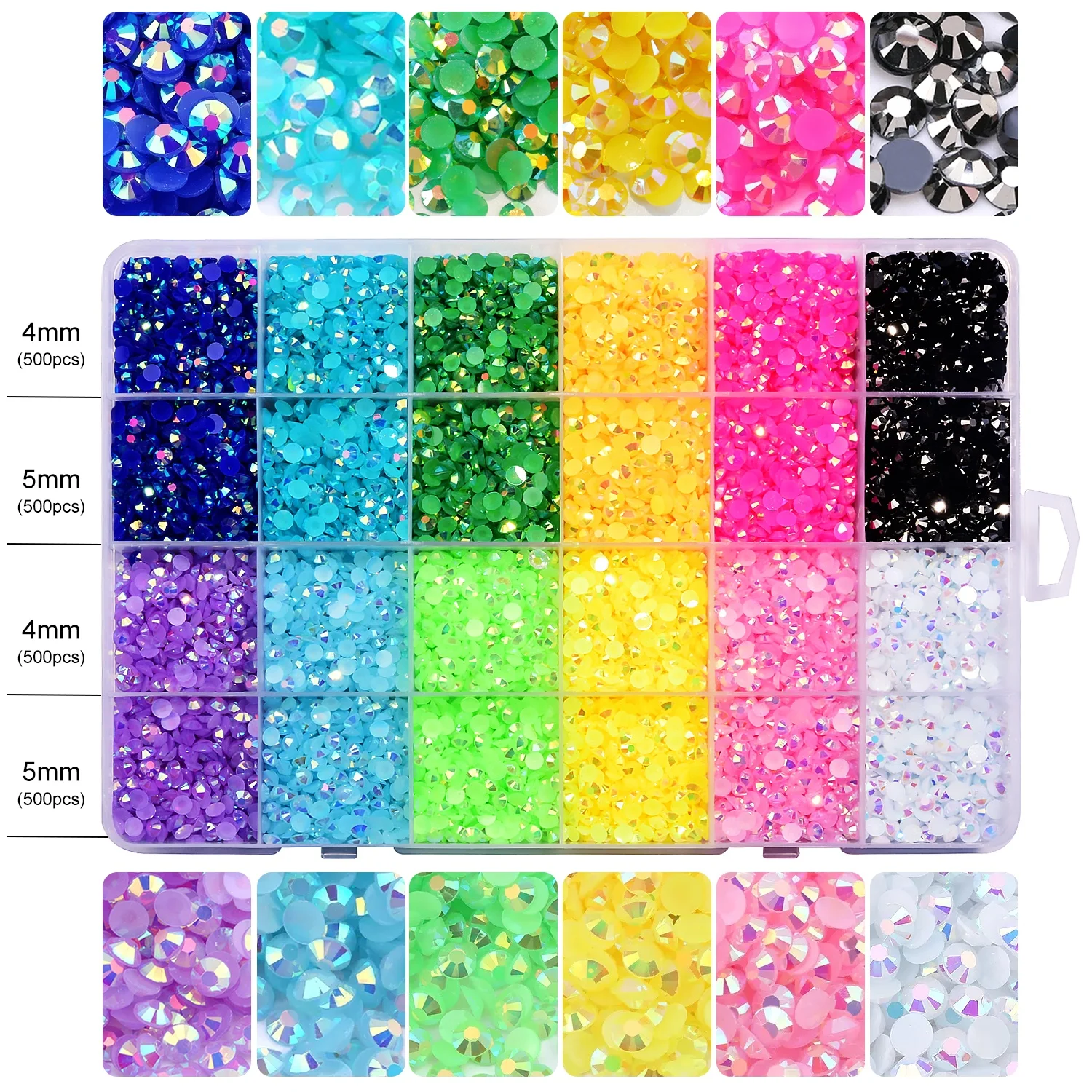 Oleeya 12000pcs Box Package Resin Rhinestone Mix 24 Colors Crystal Jelly and Silver bottom Rhinestones For Nail Phone Art Design, Over 100 colors available
Oleeya 12000pcs Box Package Resin Rhinestone Mix 24 Colors Crystal Jelly and Silver bottom Rhinestones For Nail Phone Art Design, Over 100 colors available