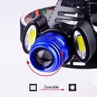 High Quality Zoom LED Head Lamp Torch Rechargeable Safety Helmet Headlamp For Camping