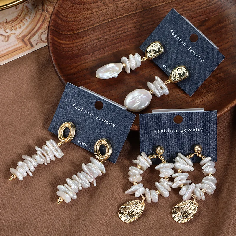 Fashion retro freshwater pearl earrings 925 sterling silver baroque irregular pearls earrings wholesale
Fashion retro freshwater pearl earrings 925 sterling silver baroque irregular pearls earrings wholesale