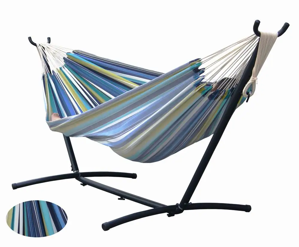 Double Hammock with Stand Storage Bag Included Heavy Duty 550LBS Capacity, Blue
Double Hammock with Stand Storage Bag Included Heavy Duty 550LBS Capacity, Blue