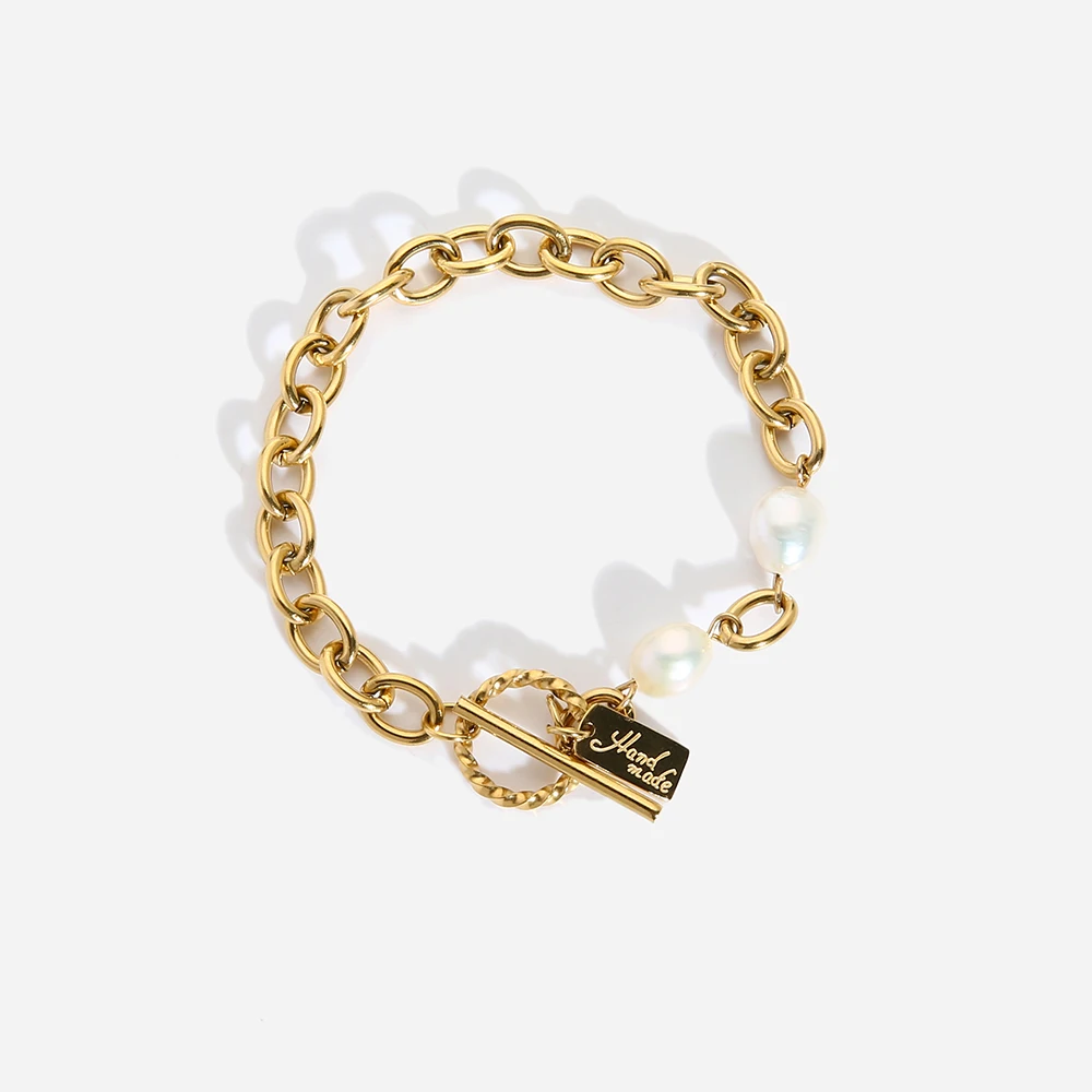 Natural freshwater pearl titanium steel bracelet girls thick chain OT buckle new fashion bracelet jewelry 2024
Natural freshwater pearl titanium steel bracelet girls thick chain OT buckle new fashion bracelet jewelry 2024