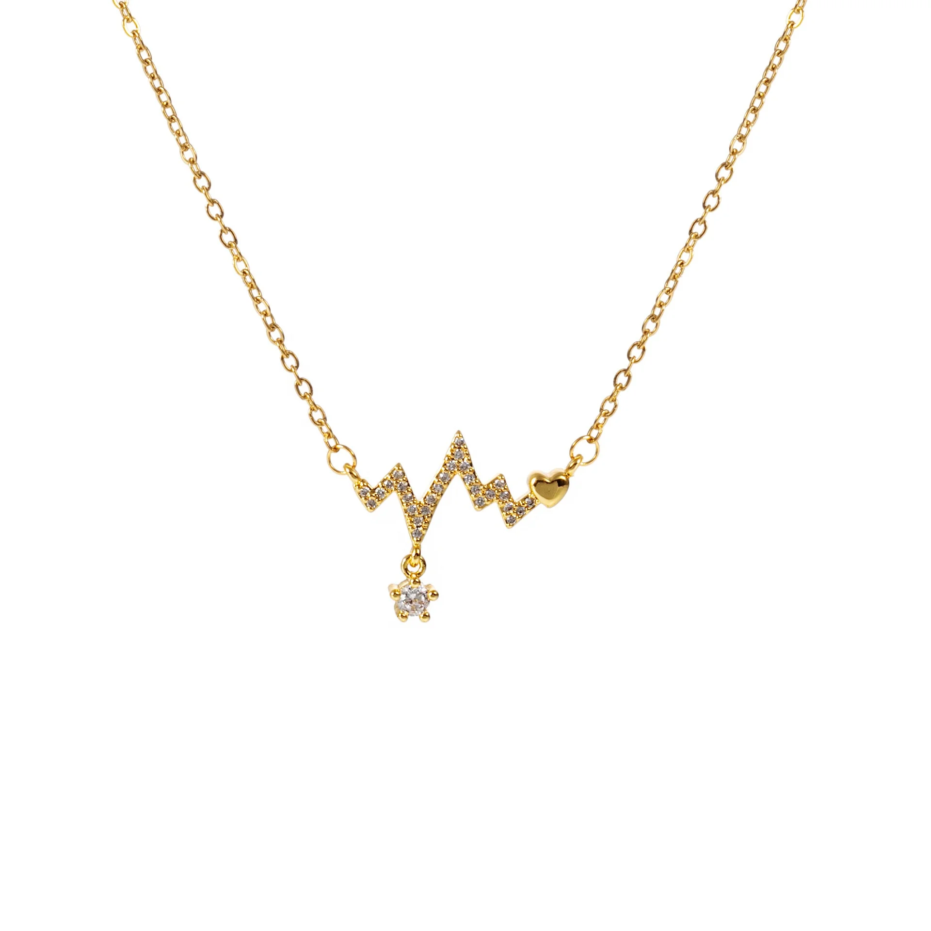 Unique Design Simple Geometric Fashion Jewelry Stainless Steel 18K Gold Heartbeat Shape Zircon Pendant Women Luxury Necklace
Unique Design Simple Geometric Fashion Jewelry Stainless Steel 18K Gold Heartbeat Shape Zircon Pendant Women Luxury Necklace