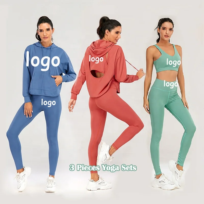 Autumn and Winter Women's Yoga Clothes Solid Color Hoodie Long Sleeve Front Pocket Hollow Side Sports Suit Fitness 3 Piece Sets
Autumn and Winter Women's Yoga Clothes Solid Color Hoodie Long Sleeve Front Pocket Hollow Side Sports Suit Fitness 3 Piece Sets