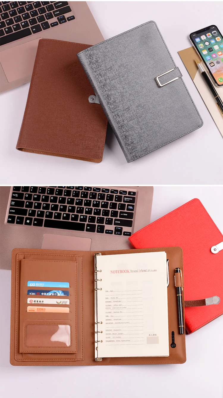 powerbank a5 leather planner diary notebook for business gift