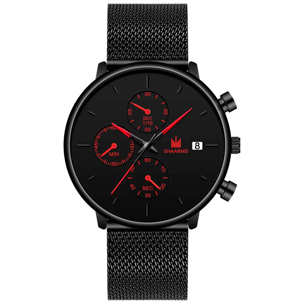 Shaarms Fashion Mens Luxury Quartz Watches Casual Mesh Steel Strap Sport Watch, Black,red,blue
Shaarms Fashion Mens Luxury Quartz Watches Casual Mesh Steel Strap Sport Watch, Black,red,blue