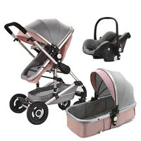

Foldable Luxury High Landscape Carriage Travel Baby Stroller 3 In 1, Pram with Car Seat