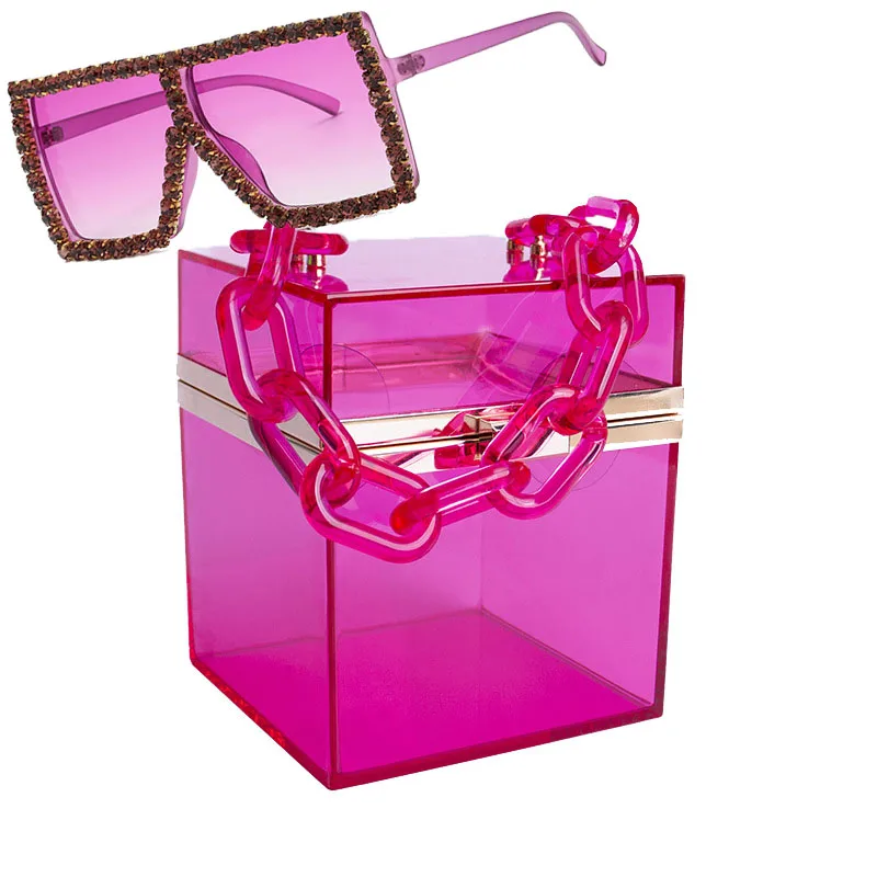 2021 summer hot selling box shape clear acrylic mini clutch handbags luxury purse and sunglasses set, 12 colors
2021 summer hot selling box shape clear acrylic mini clutch handbags luxury purse and sunglasses set, 12 colors