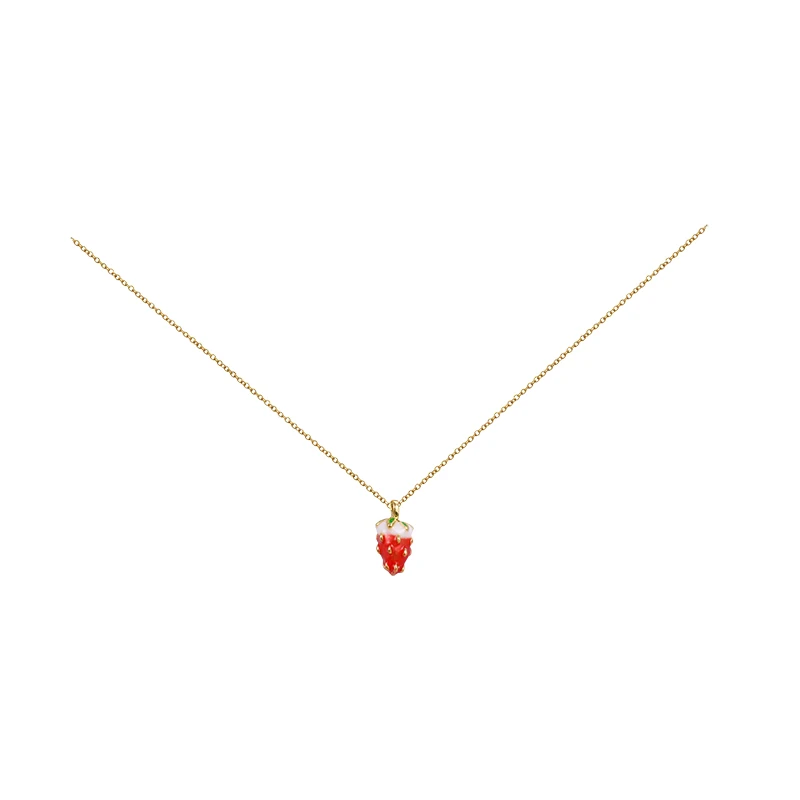 Strawberry Popular Red And White Enamel Fruit Shape Colorful Strawberry Charm Pendant Necklace For Women
Strawberry Popular Red And White Enamel Fruit Shape Colorful Strawberry Charm Pendant Necklace For Women