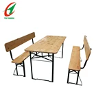 High quality Folding Beer Table and Benches 3pcs Set Outdoor Portable Foldable Wooden Beer Garden Set