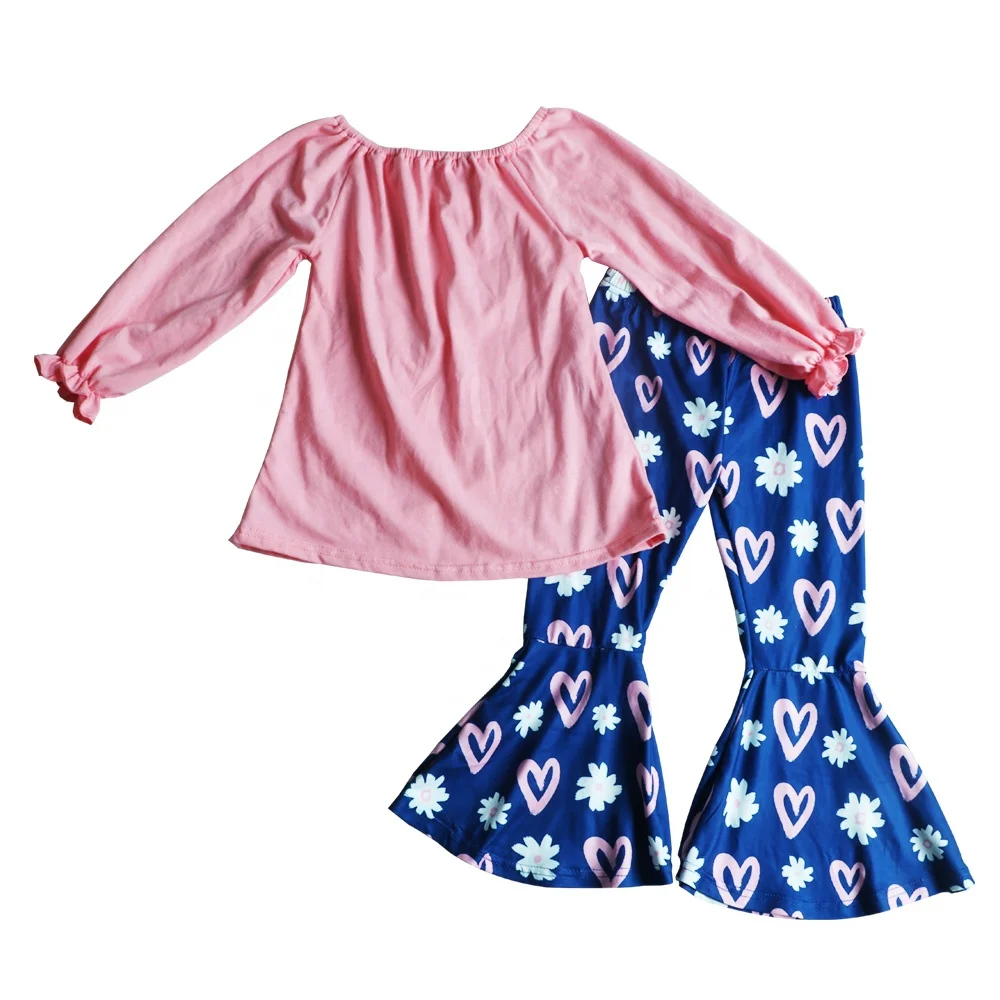 Children clothes suits little girl fall clothing sets long sleeves pink top heart printed bell pant sets for young girls
Children clothes suits little girl fall clothing sets long sleeves pink top heart printed bell pant sets for young girls