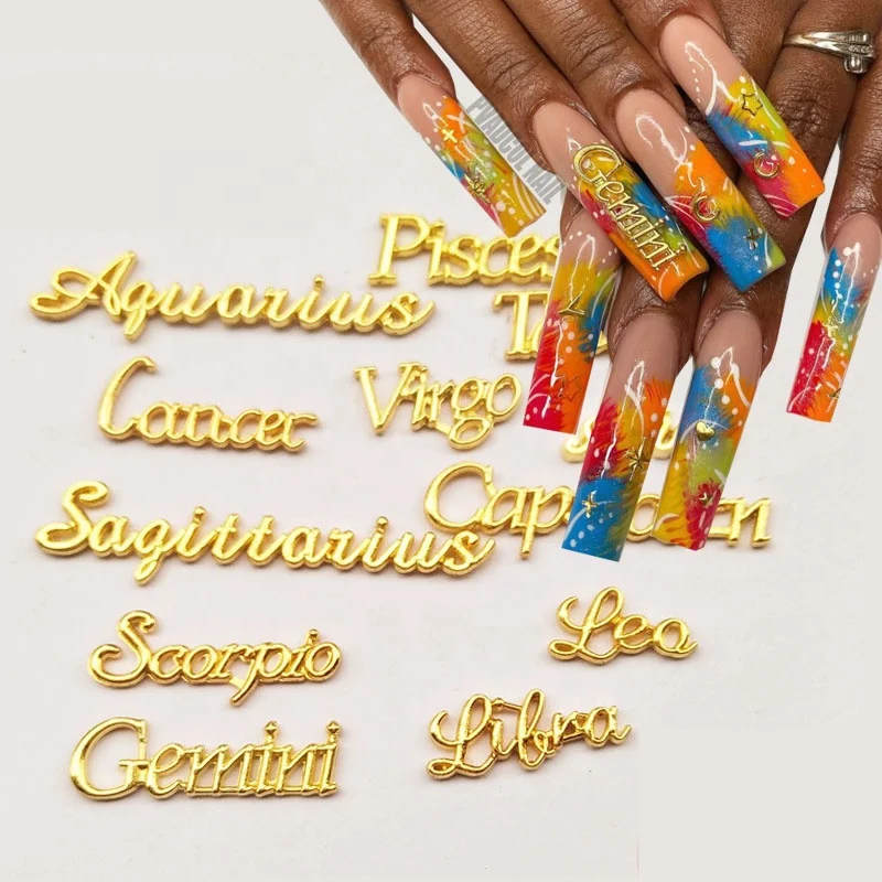 12pcs Nail Art Charm 3D Alloy Gold Constellation Letters Shape Crystal Rhinestone Press On Tips Decoration, Mix color
12pcs Nail Art Charm 3D Alloy Gold Constellation Letters Shape Crystal Rhinestone Press On Tips Decoration, Mix color
