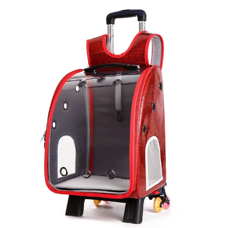 2020 Front Transparent Design Durable Travel Bags Pet Cages With Wheels Pet Carrier Bag
2020 Front Transparent Design Durable Travel Bags Pet Cages With Wheels Pet Carrier Bag