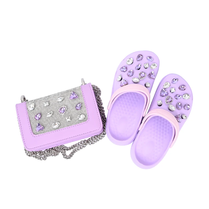 Hot Sale Handbags and slipper Luxury Cartoon Pattern Chain Shoulder Bags Fashion Diamond Purses and Cross Shoes Set for Women, 4 colors
Hot Sale Handbags and slipper Luxury Cartoon Pattern Chain Shoulder Bags Fashion Diamond Purses and Cross Shoes Set for Women, 4 colors