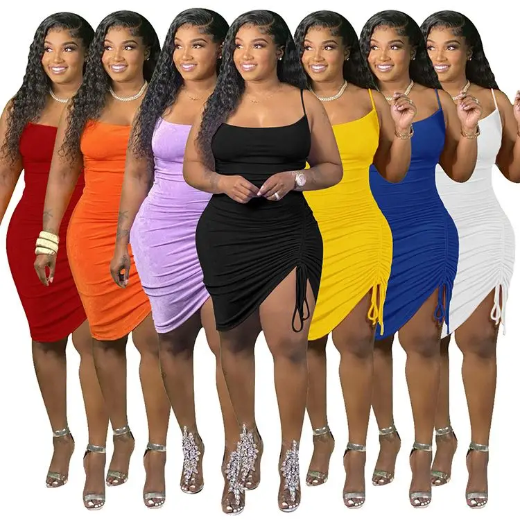 BAZAI Amazon 2021 Plus Size Women Clothing Fashion Solid Color Suspender Ladies Sexy Drawstring Women Casual Dresses
BAZAI Amazon 2021 Plus Size Women Clothing Fashion Solid Color Suspender Ladies Sexy Drawstring Women Casual Dresses