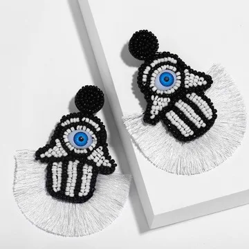 Handmade Making Jewelry Five Colors Resin Beads Evil Eyes Tassel Drop Earring Boho Hand Shaped Dangle Earring Wedding Jewelry
Handmade Making Jewelry Five Colors Resin Beads Evil Eyes Tassel Drop Earring Boho Hand Shaped Dangle Earring Wedding Jewelry