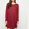 2019 New Design Autumn Ladies Red Loose Elegant Party Cotton Woman Casual Long Tshirt Dress