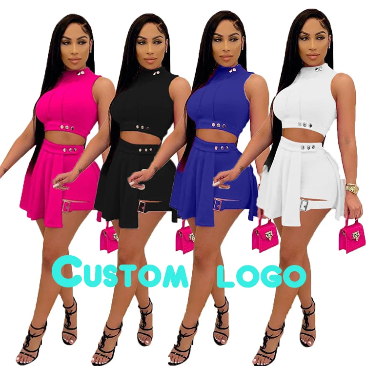 Women Clothing Solid Color Two Piece 2021 Women's Fashion Sleeveless Buttoned Decorative Shorts Skirt Two-piece Set
Women Clothing Solid Color Two Piece 2021 Women's Fashion Sleeveless Buttoned Decorative Shorts Skirt Two-piece Set