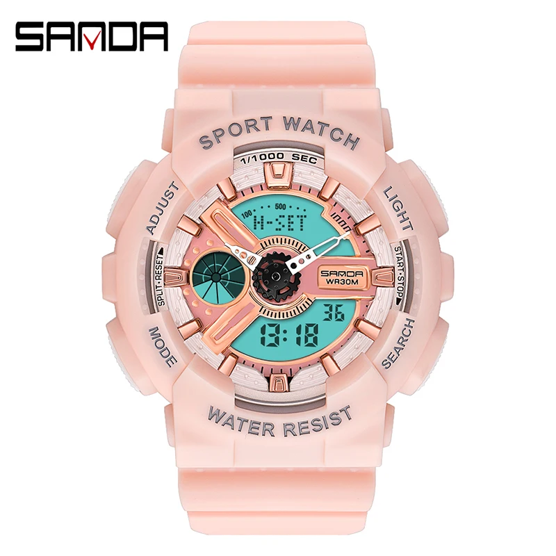 SANDA Woman Sports Digital Watch Cherry Blossom Pink Woman Military Sports Watches Ladies Waterproof Casual G Style Shock Clock
SANDA Woman Sports Digital Watch Cherry Blossom Pink Woman Military Sports Watches Ladies Waterproof Casual G Style Shock Clock