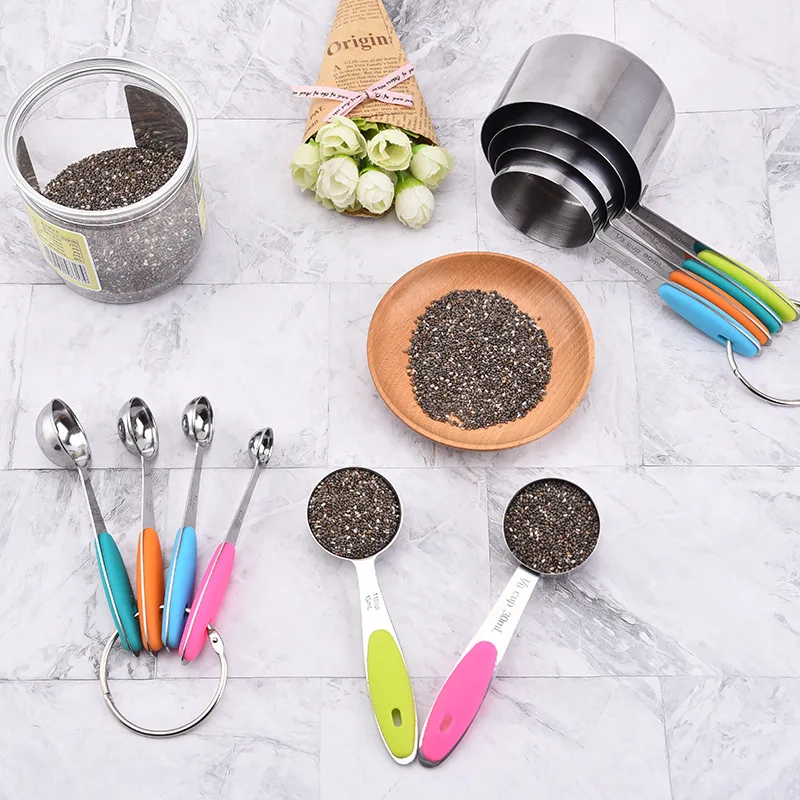 10 Piece Measuring Cups and Spoons Set in 18/0 Stainless Steel with Color Silicone Handle, Five color,black
10 Piece Measuring Cups and Spoons Set in 18/0 Stainless Steel with Color Silicone Handle, Five color,black