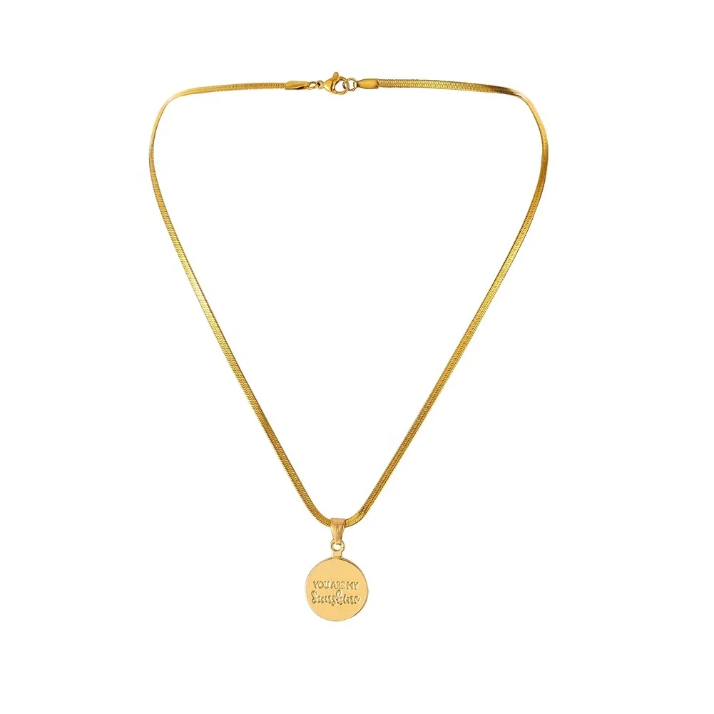 Dainty Personalized Stainless Steel Gold Plated Valentine's Day Gift Jewelry My Sunshine Letter Round Coin Pendant Necklace
Dainty Personalized Stainless Steel Gold Plated Valentine's Day Gift Jewelry My Sunshine Letter Round Coin Pendant Necklace