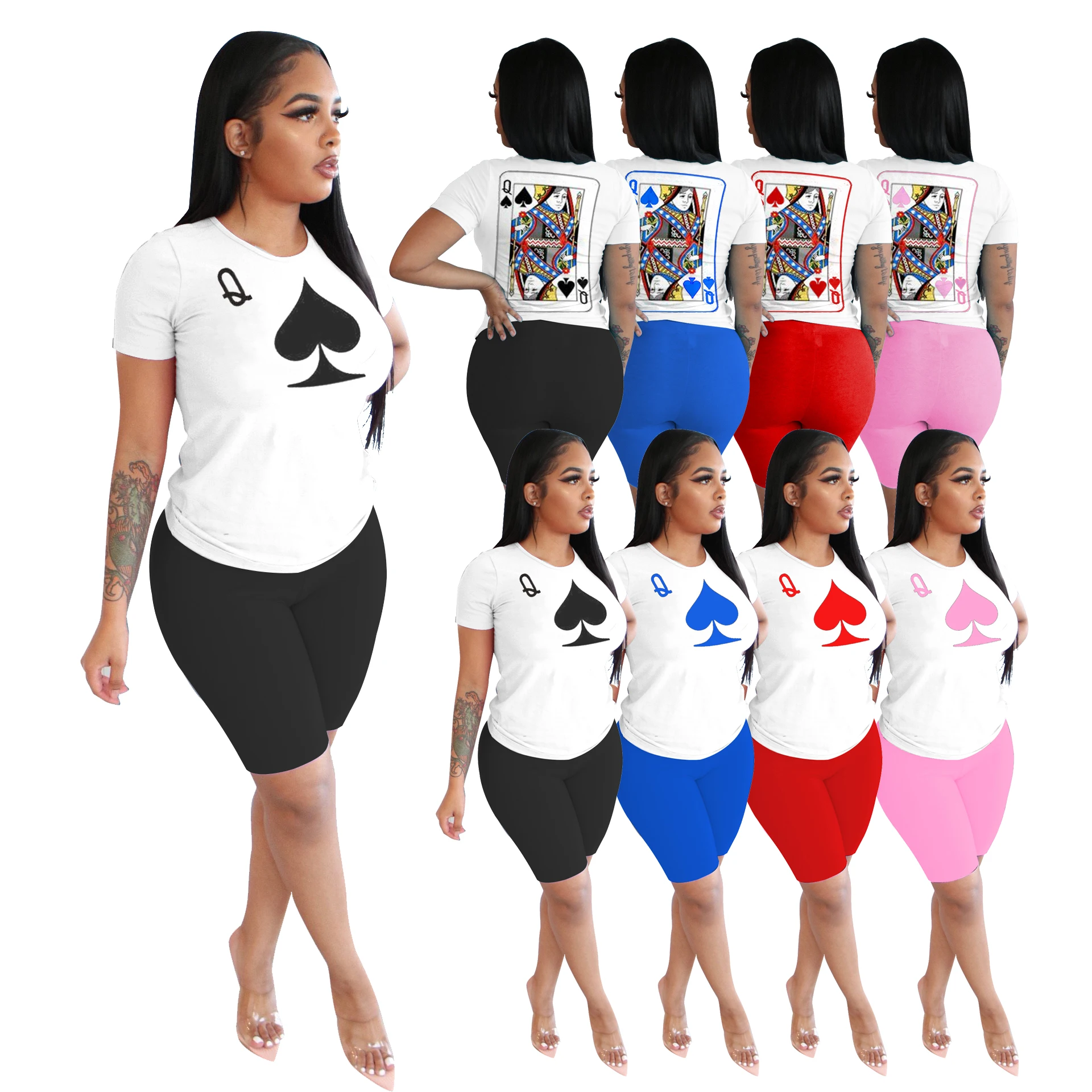 FM-W8112 drop ship 2020 poker summer women shirt and shorts set two piece set women clothing plus size
FM-W8112 drop ship 2020 poker summer women shirt and shorts set two piece set women clothing plus size