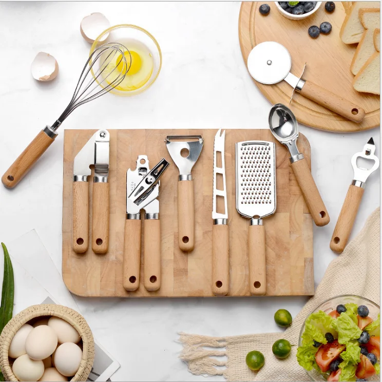 Amazon Hot Sale Kitchen Cooking Utensil Set 9pcs Kitchen Tools Set with Wooden Holder Cookware Set Cheese Slicer Egg Whisk
Amazon Hot Sale Kitchen Cooking Utensil Set 9pcs Kitchen Tools Set with Wooden Holder Cookware Set Cheese Slicer Egg Whisk