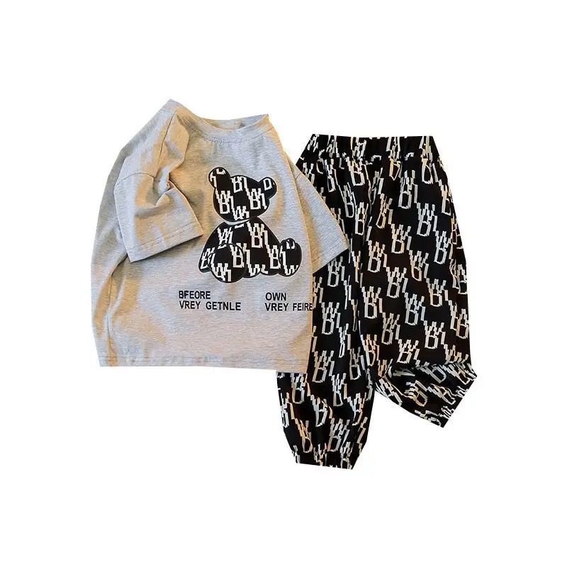 Summer 2021 Baby Kids Clothing Sets Cartoon Bear Short Sleeve T-Shirt Tops + Casual Loose Pant Cotton Children's Boys 2Pcs Suits
Summer 2021 Baby Kids Clothing Sets Cartoon Bear Short Sleeve T-Shirt Tops + Casual Loose Pant Cotton Children's Boys 2Pcs Suits