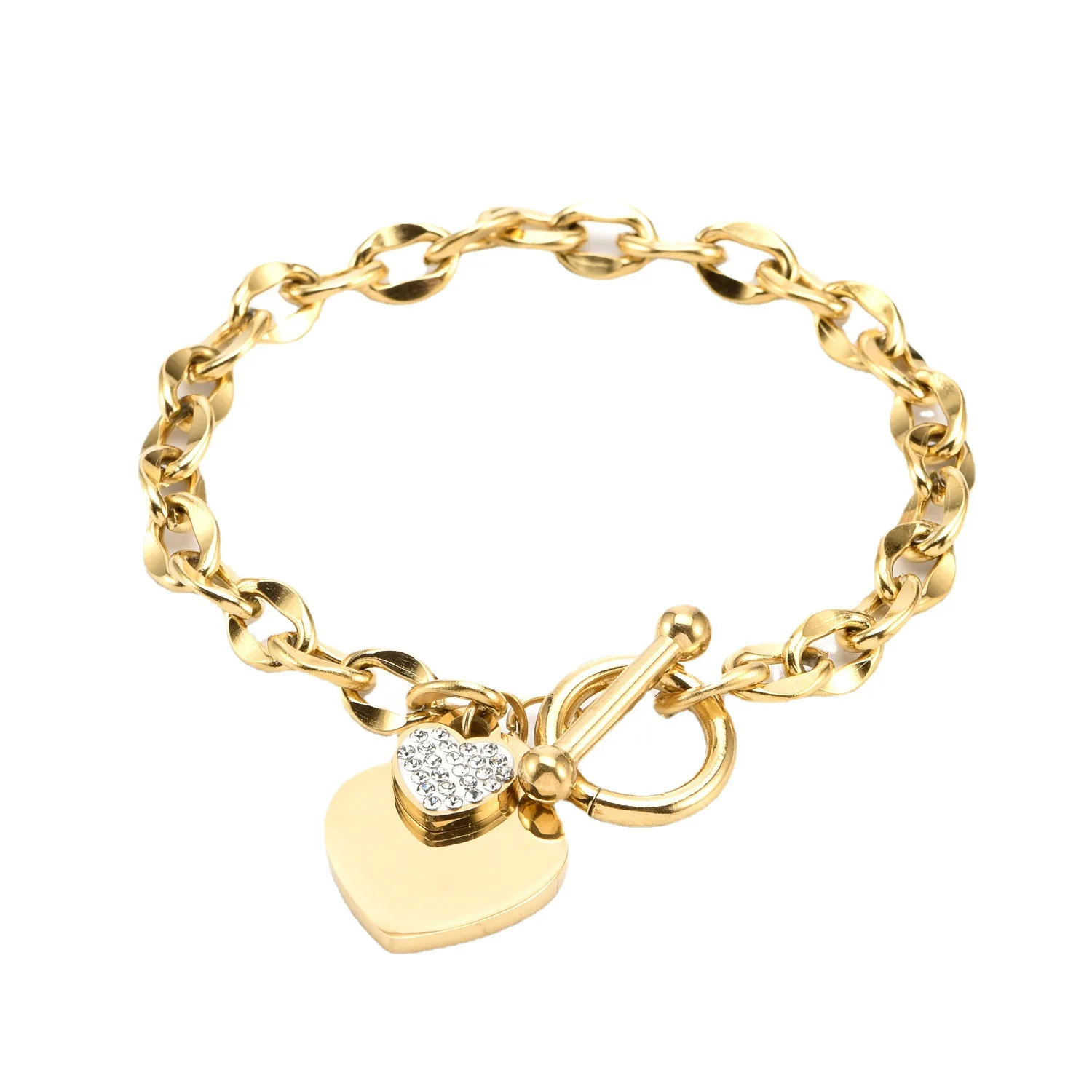 Luxury Rose Gold Stainless Steel Heart Pendant Charm Bracelet Exquisite Rhinestone Crystal Heart Bracelet For Sweet Love
Luxury Rose Gold Stainless Steel Heart Pendant Charm Bracelet Exquisite Rhinestone Crystal Heart Bracelet For Sweet Love