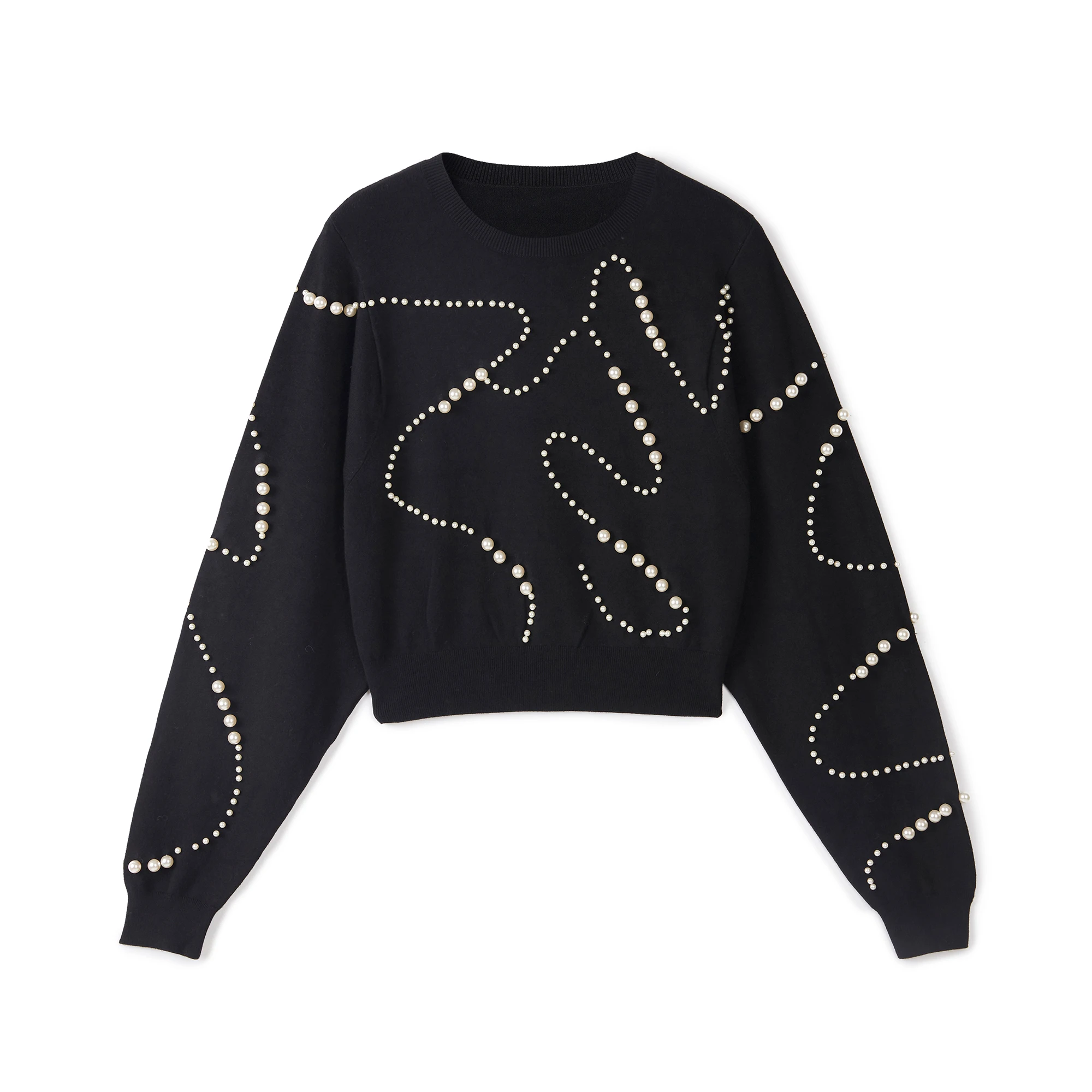 Knitted Sweater Beading Embroidery Oversize Pullover Round Neck Pearl Long Sleeve High Quality Custom Women Ladies Crew Neck, Black
Knitted Sweater Beading Embroidery Oversize Pullover Round Neck Pearl Long Sleeve High Quality Custom Women Ladies Crew Neck, Black