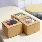Small Brown Desserts Bakery Cookie Pastry 4x4x2.5" Gift Paper Box For Weddings Party Favors Birthdays