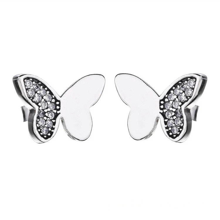 Fashion jewelry elegant butterfly silver stud earrings with clear cubic zirconia, Silver color
Fashion jewelry elegant butterfly silver stud earrings with clear cubic zirconia, Silver color