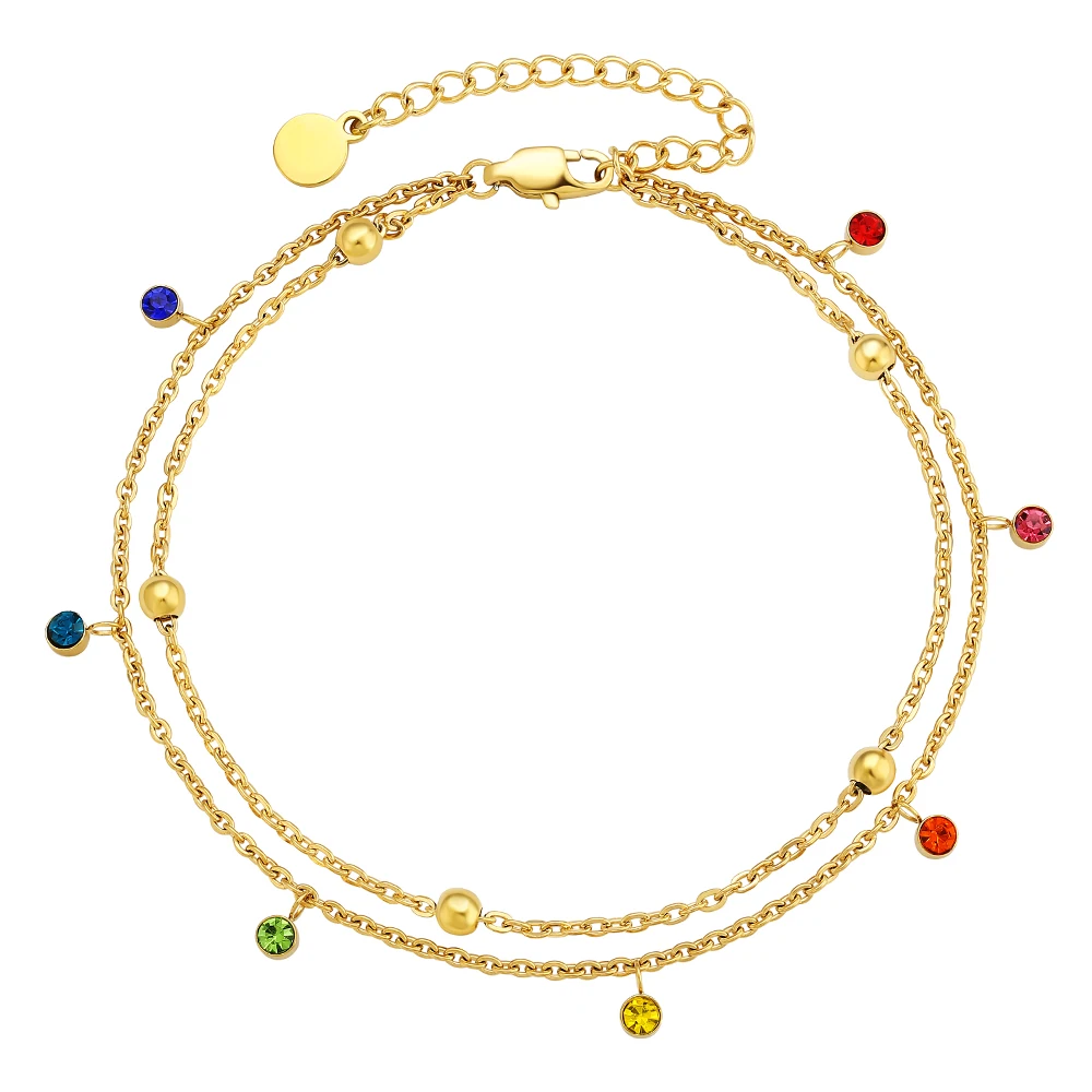 KRKC 2021 summer fashion custom women foot jewelry 18K gold plated stainless steel colorful dainty double strand layered anklets
KRKC 2021 summer fashion custom women foot jewelry 18K gold plated stainless steel colorful dainty double strand layered anklets