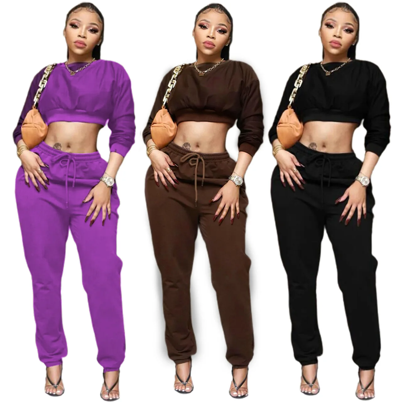 Winter Two Piece Set Women Solid Color Long Sleeve Workout Crop Top And Pant Running Sweatsuits, Picture color
Winter Two Piece Set Women Solid Color Long Sleeve Workout Crop Top And Pant Running Sweatsuits, Picture color