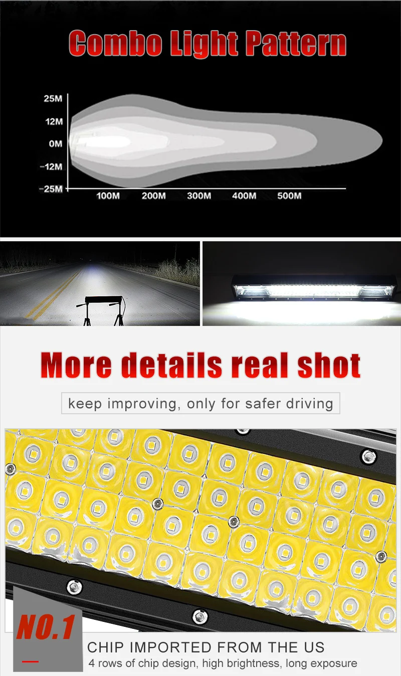 E-mark CE ROHS 100000 Lumen 12D 4 ROW 22" 32" 42" 52" Inch 24Volt Curved 12 Volt 22 inch car led light bar