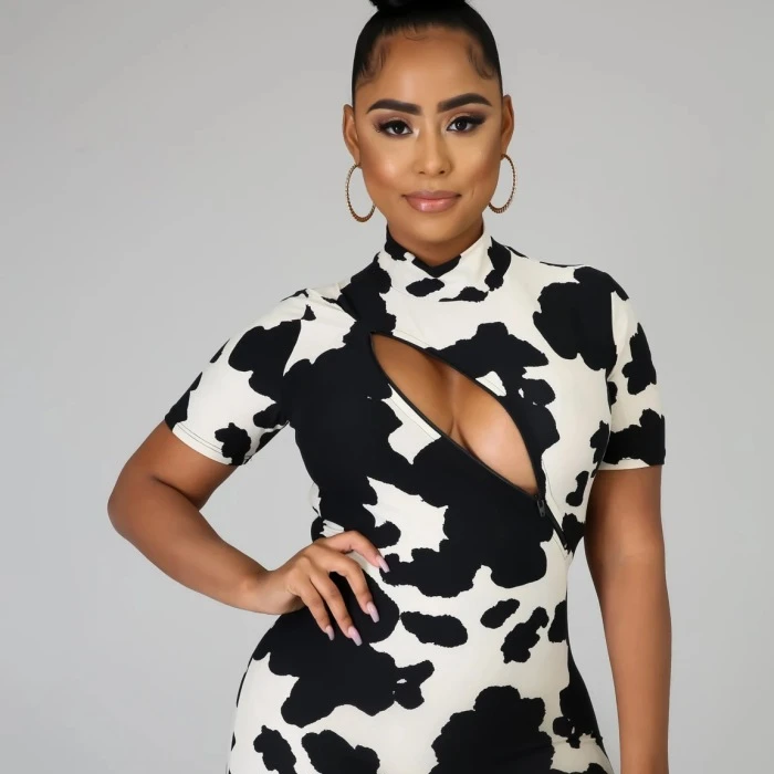 Sexy Cow Zipper Bodycon Rompers Street hipster milk spot print tie dye fashion jumpsuit
Sexy Cow Zipper Bodycon Rompers Street hipster milk spot print tie dye fashion jumpsuit